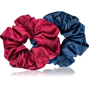 BrushArt Large satin scrunchie set hair ties pink and purple