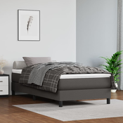 vidaXL Krevet s oprugama i madracem sivi 80 x 200 cm od umjetne kože