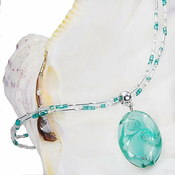 Lampglas Nežna ženska ogrlica iz turkizne čipke z Lampglas s čistim srebrom NP5