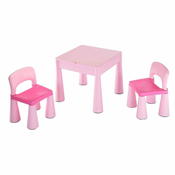 NEW BABY Otroška miza in dva stola v roza barvi