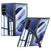 GS Prozoren ovitek za Samsung Galaxy Z Fold 8 Ultra, s stojalom in steklom za zunanji zaslon, črn okvir