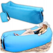 Korbi Napihljiva zložljiva kavč, lazy bag zrak, ležalnik fotelj matrač za plažo, modra barva