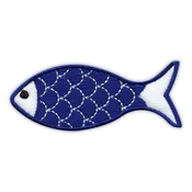 shumee Našitek RIBA z LUSKAMI bela - v morskem slogu - magnetna podlaga - vezen našitek/značka/emblem