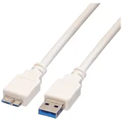 VALUE Value USB kabel USB 3.2 gen. 1 (USB 3.0) USB-A vtič\, USB-mikro-B 3.0 vtič 0.80 m bela zaščiten 11.99.8873, (20416415)