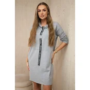 Dress with tie gray