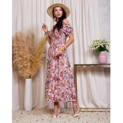 Resti Pink womens floral midi dress - Clothing