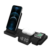 QI polnilna postaja 3 v 1 za Apple Watch, AirPods in mobilne naprave Charging Set z vgrajeno digitalno uro
