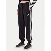 ADIDAS SPORTSWEAR Sportske hlace ESSENTIALS 3-STRIPES FLEECE LOOSE crna / bijela