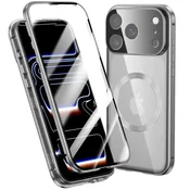 GS Ovitek za iPhone 17 Pro, dvojno magnetno steklo, za MagSafe, srebrn