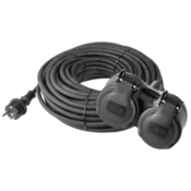 EmosP0702 gumeni produžni kabel, 15M (2 uticnice) crni