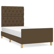 Vidaxl Posteljni okvir brez vzmetnice temno rjav 80x200 cm blago