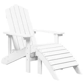 Vidaxl Vrtni stol Adirondack s stolčkom za noge HDPE bel