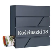 Gockowiak Tove antracitni poštni nabiralnik z napisi