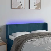 LED posteljno vzglavje temno modro 147x16x78/88 cm žamet