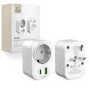 Tech-protect TA100 potovalni adapter UK / EU, belo