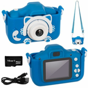 Kruzzel 3MP otroški fotoaparat LCD SD FULL HD moder + etui in trak
