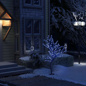 shumee Božično drevesce 128 LED lučk modri češnjevi cvetovi 120 cm