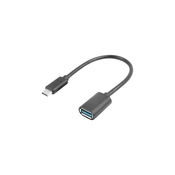 LANBERG USB-C(M) 3.1 do USB-A(F) adapterski kabel 15 cm črn OTG