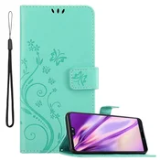 Cadorabo CADORABO Huawei P20 v klasično srebrno - ovitek v cvetličnem dizajnu z magnetnim zapiranjem, stoječo funkcijo in režami za kartice, (20566541)