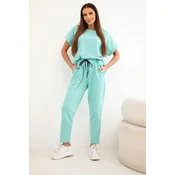 Kesi Włoski bombažni komplet bluza + hlače mint