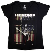 Jimi Hendrix Peace Flag Black S Ženske Majica