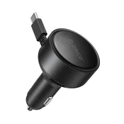 slomart Orico FC-60-2C 60W avto polnilec z izvlečnim USB-C kablom 65cm - črn