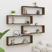 Kockaste zidne police 4 kom boja hrasta 100 x 15 x 30 cm drvene