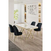 Hanah Home Set Trpezarijski sto i 4 stolice, Teget-beli