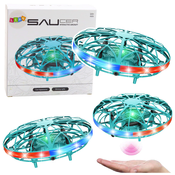 RC ročno voden dron led luči UFO turkizne barve