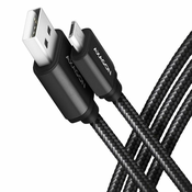 AXAGON podatkovni in polnilni kabel HQ USB-A - Micro USB / USB 2.0 / 2.4A / ALU / pletenica / 1,5 m
