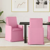 Trpezarijske stolice 2 pcs Ružicasta 57 x 67 x 98 cm tkanina