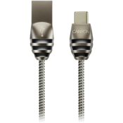 CANYON UC-5 Type C USB 2.0 standard cable, Power & Data output, 5V 2A, OD 3.5mm, metallic Jacket, 1m, gun color, 0.04kg - CNS-USBC5DG