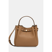Usnjena torbica Tory Burch Romy Bucket bež barva, 166982-227