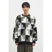 Pulover z mešanico moherja Marcelo Burlon AOP Damier Cross Knit Crew