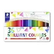 Barvni svinčniki, komplet, trikotni, kovinska škatla, STAEDTLER Ergo Soft 157, 36 različnih barv, 36 kosov