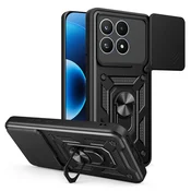 Robusna maska MaX-Armor s obrucem, metalnom plocicom i zaštitom zadnjih kamera za Xiaomi 17 - black