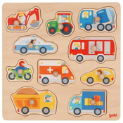 GOKI - Puzzle Puzzle Drevená vkládačka Dopravné prostriedky - 1 - 39 kosov