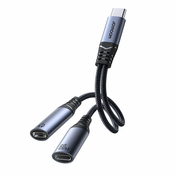 Joyroom SY-C03 USB-C na 2x USB-C 2u1 DAC adapter crni