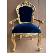 Casa Padrino luxury baroque dining chair royal blue/gold - Handmade baroque style chair with armrests and elegant velvet fabric - Dining room furniture in baroque style