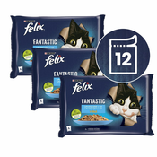 Vrečke FELIX Fantastic okusen izbor hran z lososom in morsko ploščo 12x85 g