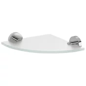 X-ROUND stekleni vogal za police, četrtkrožni, 200x200 mm, krom/mrzlo steklo - Chrome - 220x55x220 mm - Sapho - X-ROUND - Medenina; steklo - 220 - Polica: vogal - Krožni - 220 - 55 - 220 - 14
