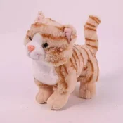 Cik-cakasta rjava plišasta figura muce - 18 cm