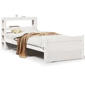 Vidaxl Posteljni okvir z vzglavjem brez vzmetnice bel 90x190 cm