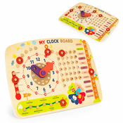 Drvena manipulativna ploča za djecu, kalendar sat ECOTOYS