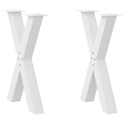 Vidaxl Noge za jedilno mizo v obliki črke X, 2 kosa, bele barve, 50 x (72-73) cm, jeklo