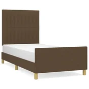 Vidaxl Posteljni okvir brez vzmetnice temno rjav 80x200 cm blago