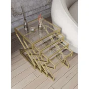 Hanah Home Ela set od 4 umetnuta stocica, zlatni ram, ploce od providnog stakla