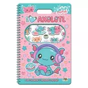 I love axolotl. Puffy sticker. I love scrapbooks. Con adesivi
