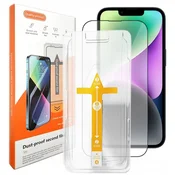 shumee Zaščitno steklo iz kaljenega stekla za Apple iPhone 14 Plus z okvirjem za montažo