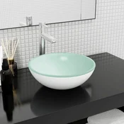 Greatstore Umivalnik kaljeno steklo 35x12 cm bel
